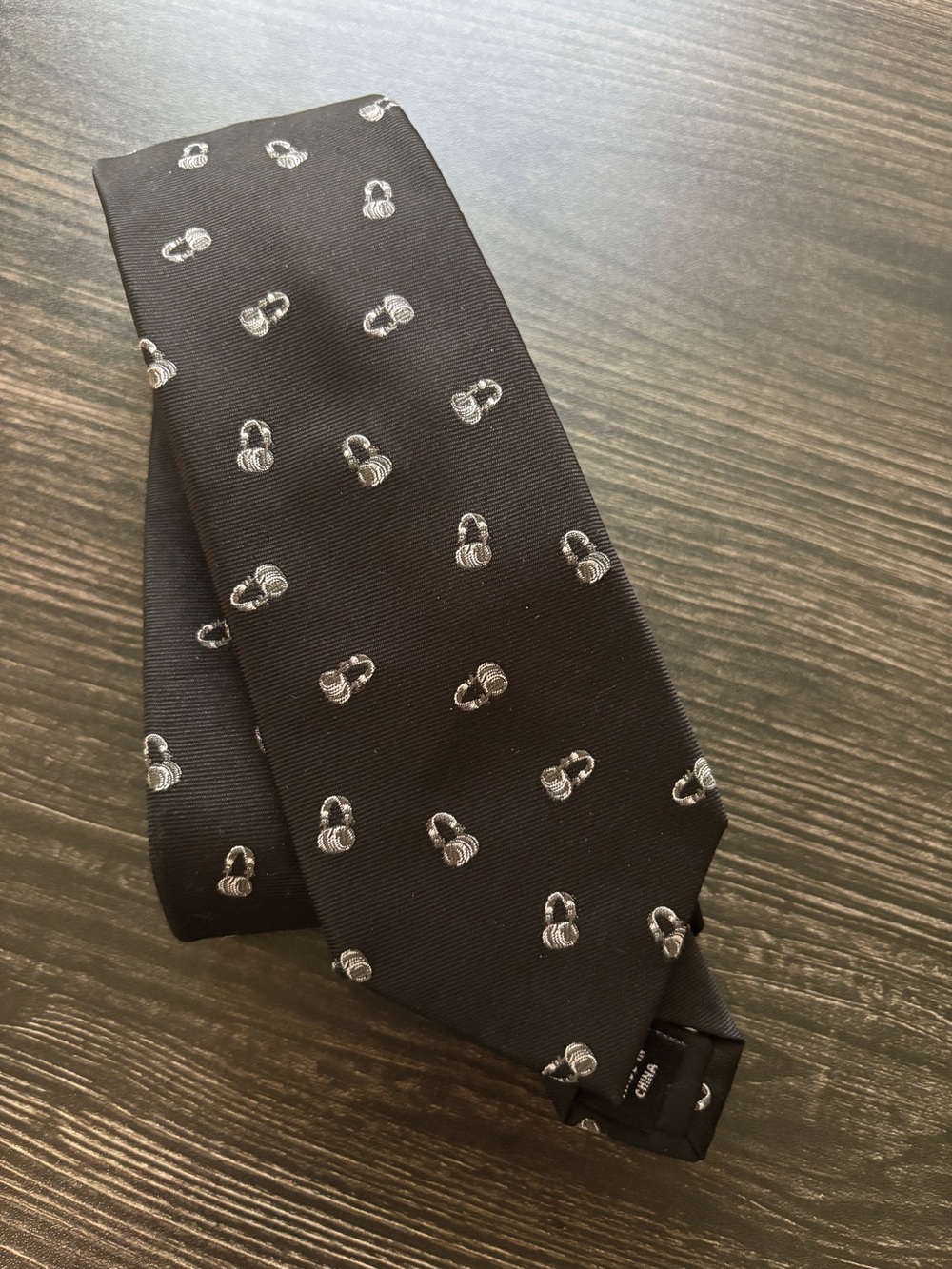 jf J Ferrar Necktie Black Silver  DJ Headphones Music Novelty Skinny Tie SKU8